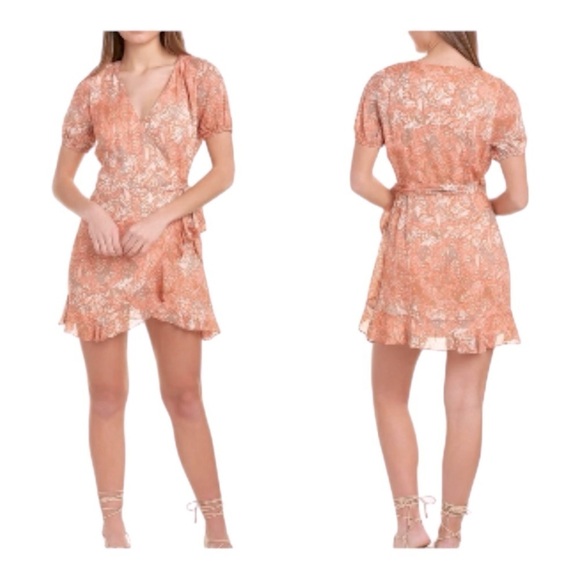 SAGE the label monarch peach wrap dress size L - Picture 2 of 8